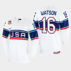 USA #16 Austin Watson 2022 IIHF World Championship White Home Jersey