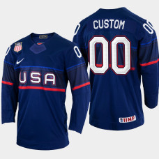 Custom 2022 IIHF World Championship USA Hockey Jersey Navy #00 Uniform