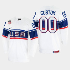 USA #00 Custom 2022 IIHF World Championship White Home Jersey