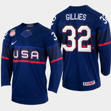 Jon Gillies 2022 IIHF World Championship USA Hockey Jersey Navy #32 Uniform