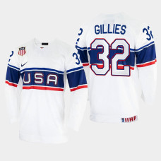 Jon Gillies 2022 IIHF World Championship USA Hockey Jersey White #32 Uniform