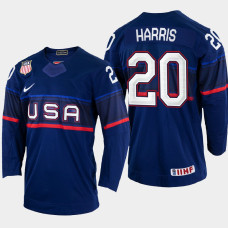 Jordan Harris 2022 IIHF World Championship USA Hockey Jersey Navy #20 Uniform