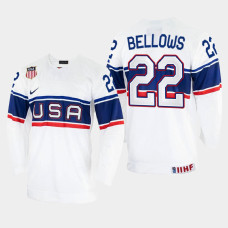 USA #22 Kieffer Bellows 2022 IIHF World Championship White Home Jersey