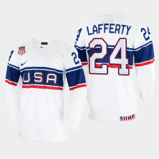 USA #24 Sam Lafferty 2022 IIHF World Championship White Home Jersey