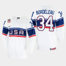 Thomas Bordeleau 2022 IIHF World Championship USA Hockey Jersey White #34 Uniform