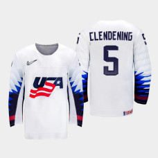 Men's USA Team Adam Clendening #5 2021 IIHF World Championship Home White Jersey