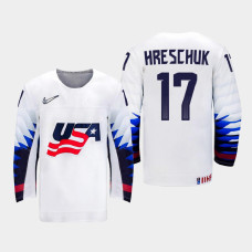 Men's USA Team Aidan Hreschuk #17 2021 IIHF U18 World Championship Home White Jersey