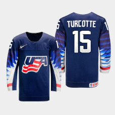 Men USA Team Alex Turcotte #15 2021 IIHF World Junior Championship Away Navy Jersey