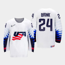 Men USA Team Bobby Brink #24 2021 IIHF World Junior Championship Home White Jersey