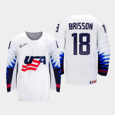 Men USA Team Brendan Brisson #18 2021 IIHF World Junior Championship Home White Jersey