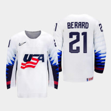 Men USA Team Brett Berard #21 2021 IIHF World Junior Championship Home White Jersey