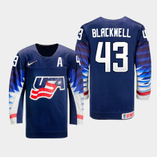 Men's USA Team Colin Blackwell #43 2021 IIHF World Championship Away Navy Jersey