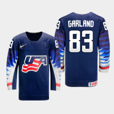 Men's USA Team Conor Garland #83 2021 IIHF World Championship Away Navy Jersey