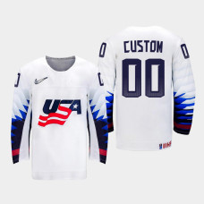 Men's USA Team Custom #00 2021 IIHF U18 World Championship Home White Jersey