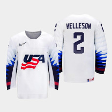 Men USA Team Drew Helleson #2 2021 IIHF World Junior Championship Home White Jersey