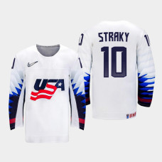 Men's USA Team Ethan Straky #10 2021 IIHF U18 World Championship Home White Jersey