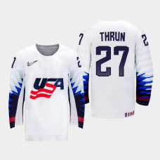 Men USA Team Henry Thrun #27 2021 IIHF World Junior Championship Home White Jersey