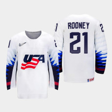 Men's USA Team Kevin Rooney #21 2021 IIHF World Championship Home White Jersey