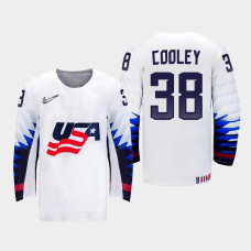 Men's USA Team Logan Cooley #38 2021 IIHF U18 World Championship Home White Jersey