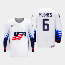 Men's USA Team Luke Hughes #6 2021 IIHF U18 World Championship Home White Jersey