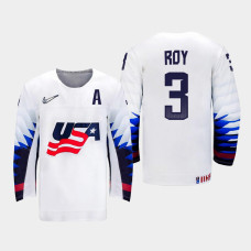 Men's USA Team Matt Roy #3 2021 IIHF World Championship Home White Jersey