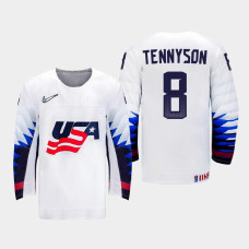 Men's USA Team Matt Tennyson #8 2021 IIHF World Championship Home White Jersey