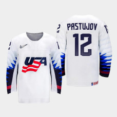 Men's USA Team Sasha Pastujov #12 2021 IIHF U18 World Championship Home White Jersey