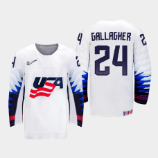 Men's USA Team Ty Gallagher #24 2021 IIHF U18 World Championship Home White Jersey