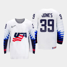 Men's USA Team Zac Jones #39 2021 IIHF World Championship Home White Jersey