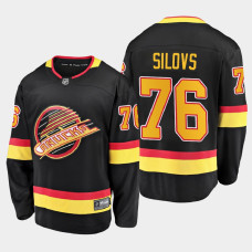 Men's Vancouver Canucks Arturs Silovs #76 Flying Skate 2021 Black Jersey