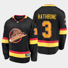 Men's Vancouver Canucks Jack Rathbone #3 Flying Skate 2021 Black Jersey