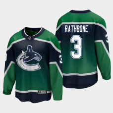 Men's Vancouver Canucks Jack Rathbone #3 Reverse Retro 2021 Green Jersey