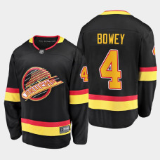 Men's Vancouver Canucks Madison Bowey #4 Flying Skate 2021 Black Jersey