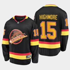 Men's Vancouver Canucks Matthew Highmore #15 Flying Skate 2021 Black Jersey