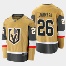 Men's Vegas Golden Knights Mattias Janmark #26 Alternate Gold Jersey With 2023 Stanley Cup Patch