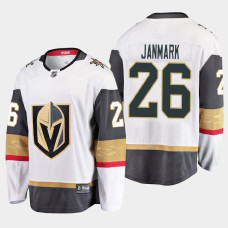 Men's Vegas Golden Knights Mattias Janmark #26 Away White Jersey With 2023 Stanley Cup Patch