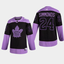 Toronto Maple Leafs Wayne Simmonds 2021 Hockey Fights Cancer Night Purple Jersey