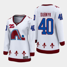 Women Colorado Avalanche Devan Dubnyk #40 2021 Reverse Retro White Jersey