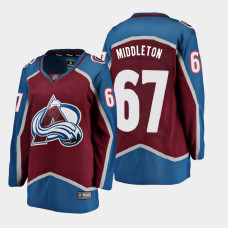 Women Colorado Avalanche Keaton Middleton #67 2021 Home Burgundy Jersey