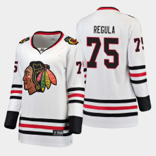 Women Chicago Blackhawks Alec Regula #75 2021 Away White Jersey