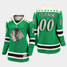 Women Chicago Blackhawks Custom 2021 St. Patrick's Day Jersey - Green