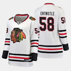 Women Chicago Blackhawks MacKenzie Entwistle #58 2021 Away White Jersey