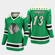 Women Chicago Blackhawks Mattias Janmark 2021 St. Patrick's Day Jersey - Green