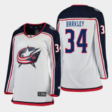 Women Columbus Blue Jackets Charles Barkley #34 2021 Away White Jersey