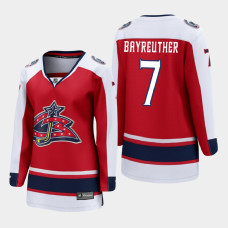 Women Columbus Blue Jackets Gavin Bayreuther #7 2021 Reverse Retro Red Jersey