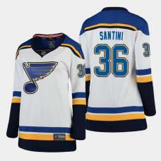 Women St. Louis Blues Steven Santini #36 2021 Away White Jersey