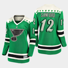 Women St. Louis Blues Zach Sanford 2021 St. Patrick's Day Jersey - Green