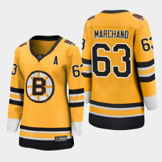 Women Boston Bruins Brad Marchand #63 2021 Special Edition Gold Jersey