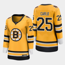 Women Boston Bruins Brandon Carlo #25 2021 Special Edition Gold Jersey