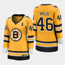 Women Boston Bruins David Krejci #46 2021 Special Edition Gold Jersey